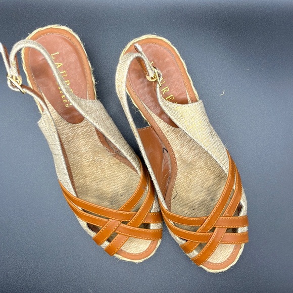Lauren Ralph Lauren Candice Espadrille Sandals Tan/Brown 6B - Picture 2 of 4
